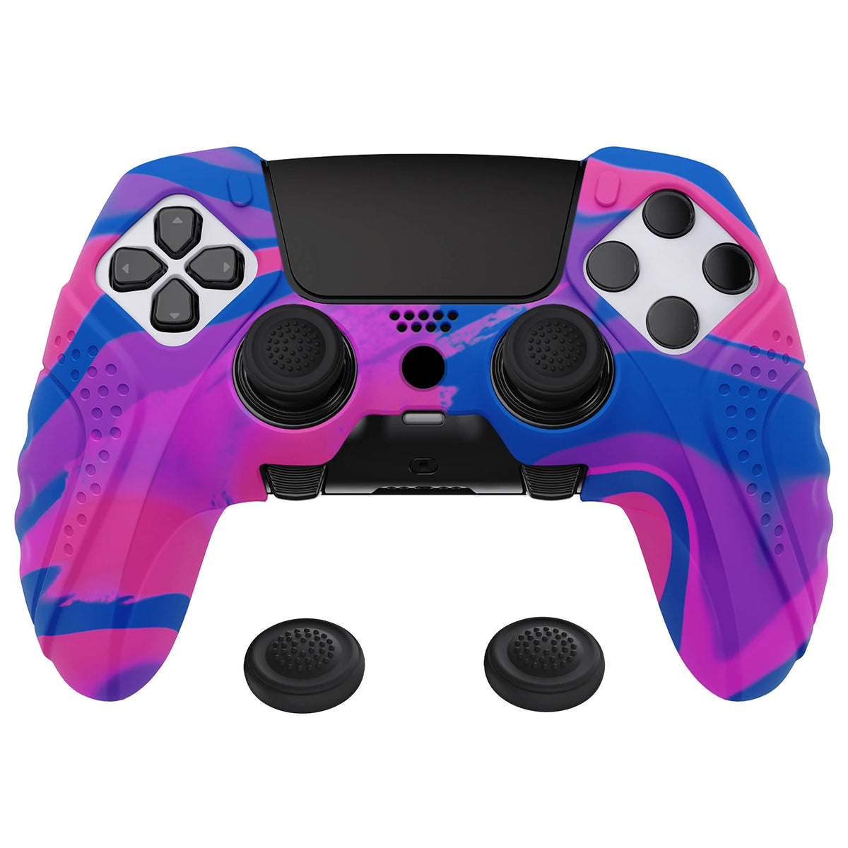 PlayVital Anti-Slip Silicone Cover for PS5 Edge Controller, Rubber Protector Case with Thumb Grip Caps - Guardian Edition Series