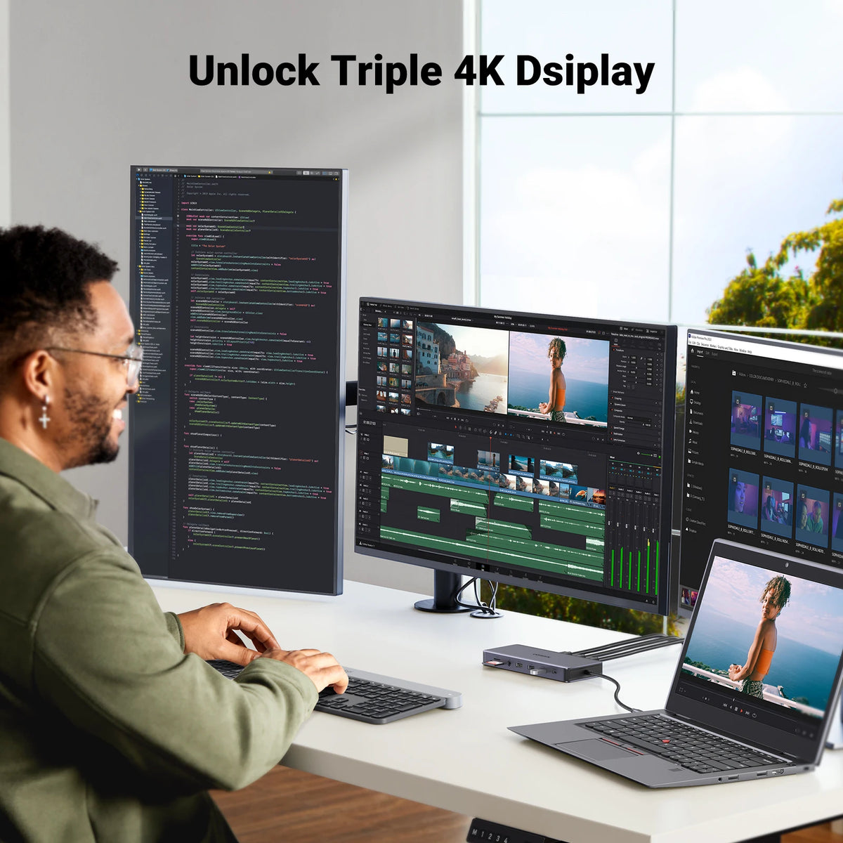 UGREEN 13-in-1 USB-C HUB Triple Monitor Extend 4K 2xHDMI 1xDP 10Gbps USB3.2 PD100W SD/TF RJ45 Dockingfor Windows Laptop HP Dell
