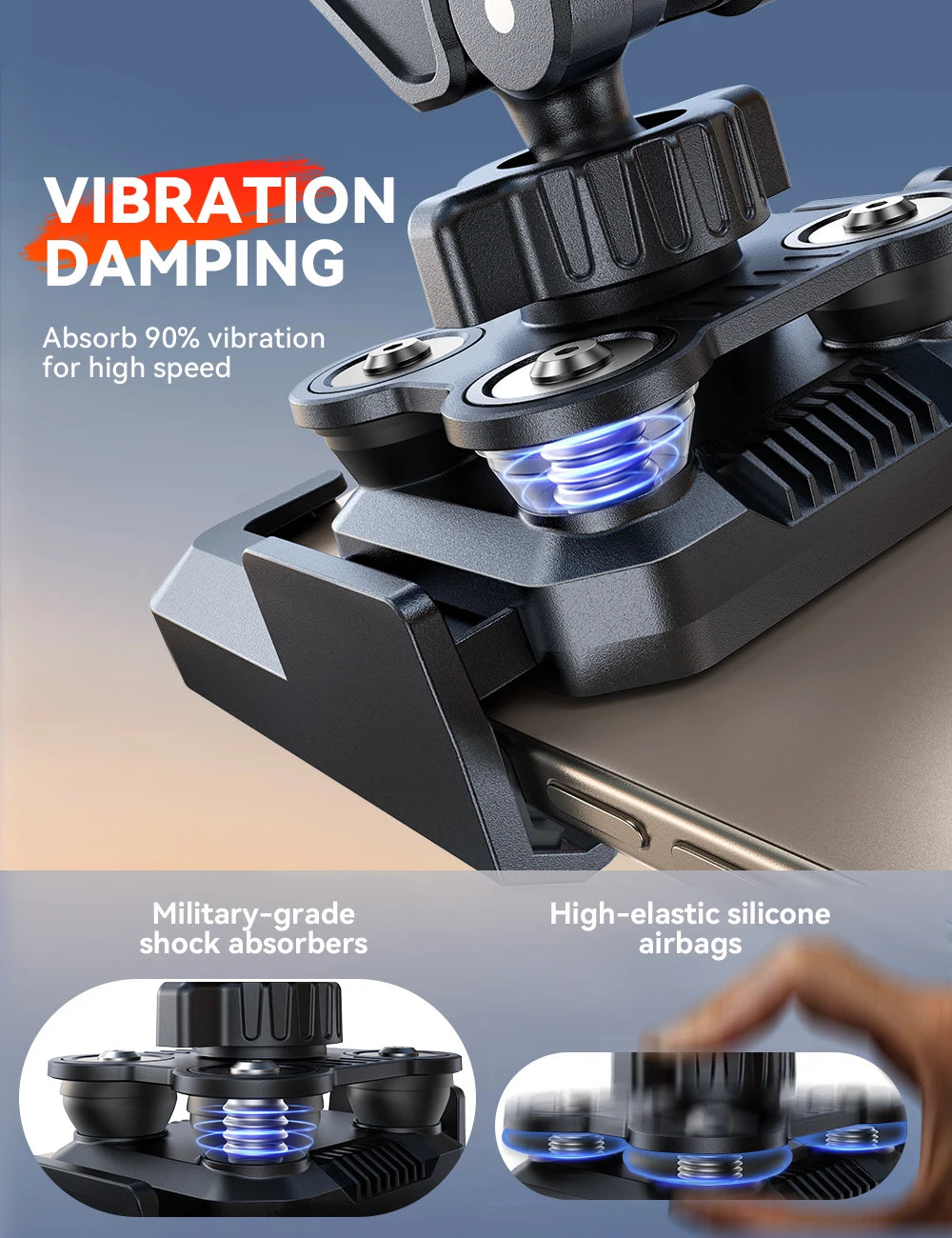 Motorcycle Phone Mount Holder Dual Vibration Dampener Universal Bike Bicycle Phone Mount for 4.7''-7'' Phones