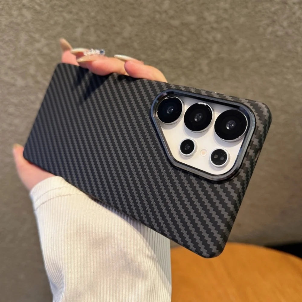 High end Carbon Fibre Wireless Charging for Magsafe Phone Case for Samsung Galaxy S25 S26 Ultra S26 Plus Alloy Lens Hard PC Case