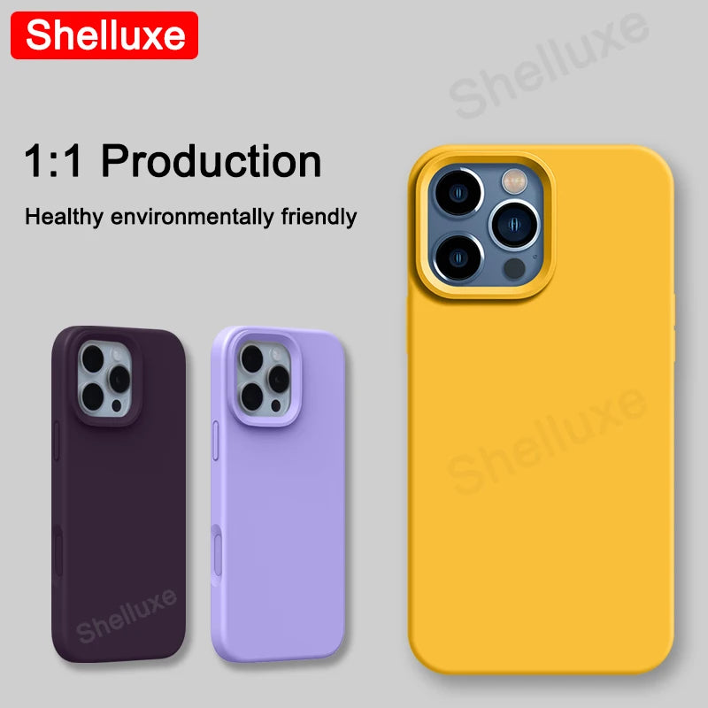 Luxury Liquid Silicone Case Shelluxe For iPhone 17 16 15 14 Pro Max For APPLE iPhone17 Air iPhone16 iPhone15 Plus Phone Cases