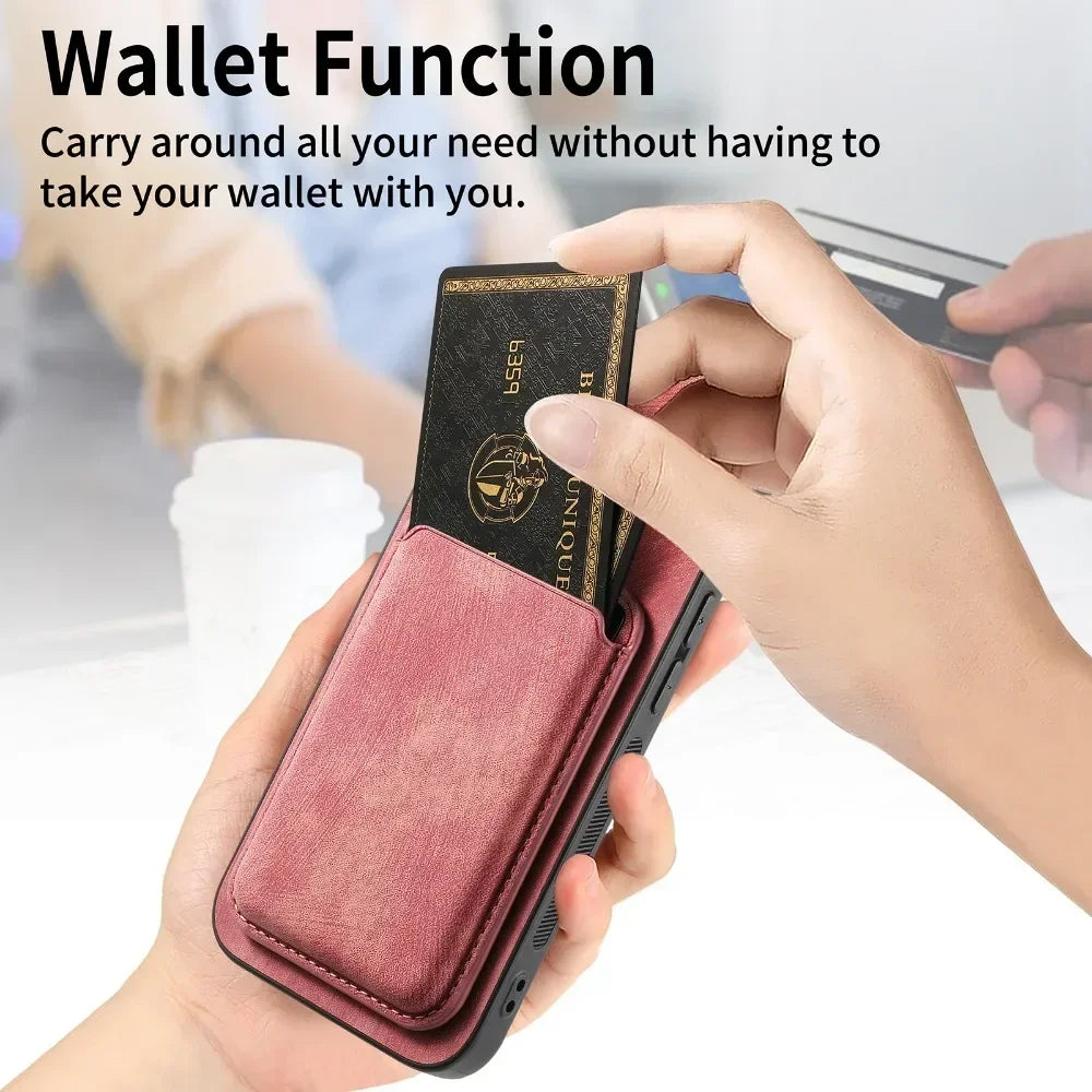 Vintage Leather Case with Detachable Magnetic Wallet Card Holder For iPhone 11 12 13 14 15 16 17 Pro Max Plus Protective Cover