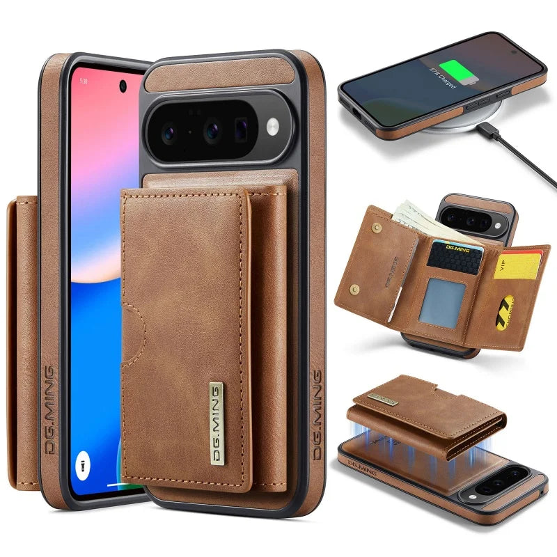 Dg.ming Magnetic Leather Wallet Phone Case For Google Pixel 10 Pro Xl Pro 9 8 2 In 1 Detachable Flip Card Funda Cover Coque Etui