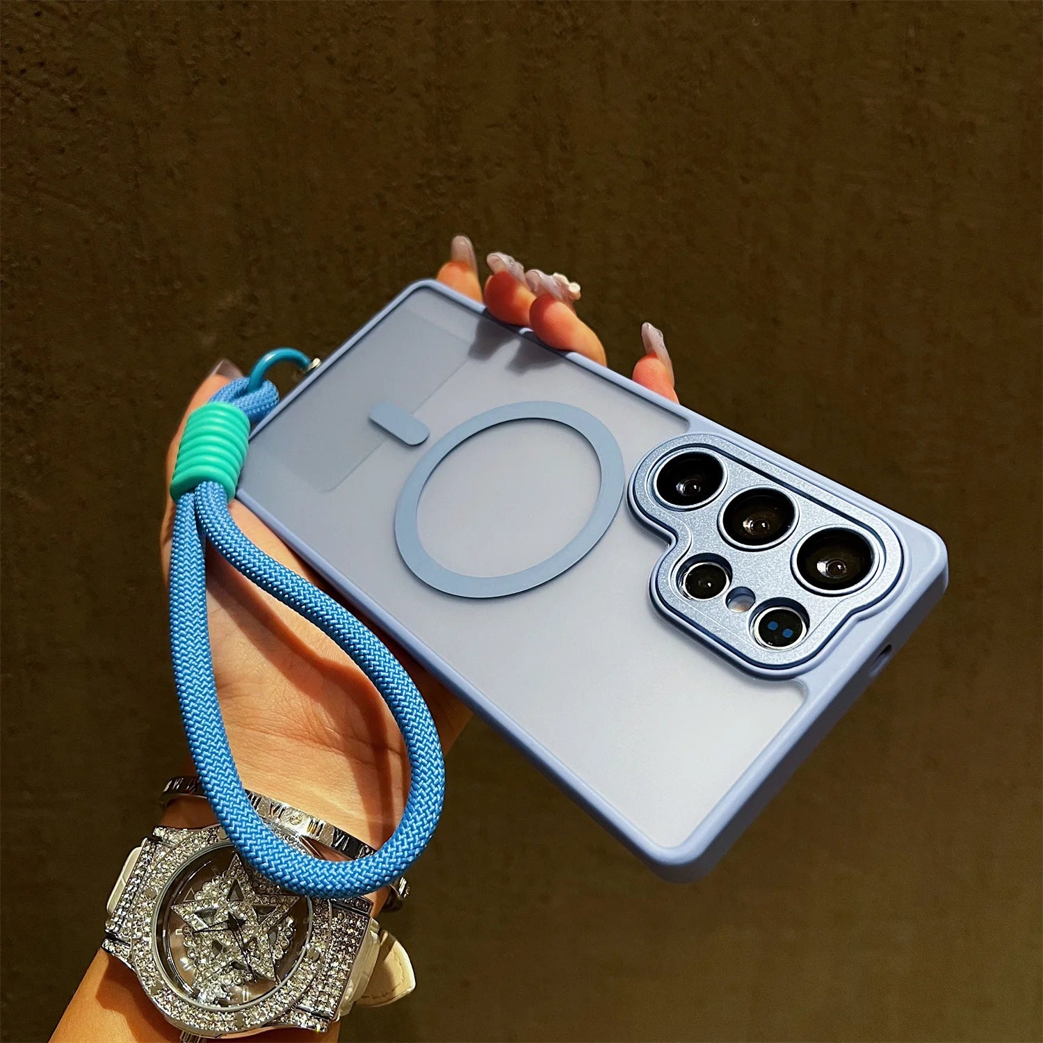 Matte Translucent With Lanyard Magnetic Case for Samsung Galaxy S26 S25 S24 S23 UItra Plus S24 25FE Magsafe Wireless Charge Cove