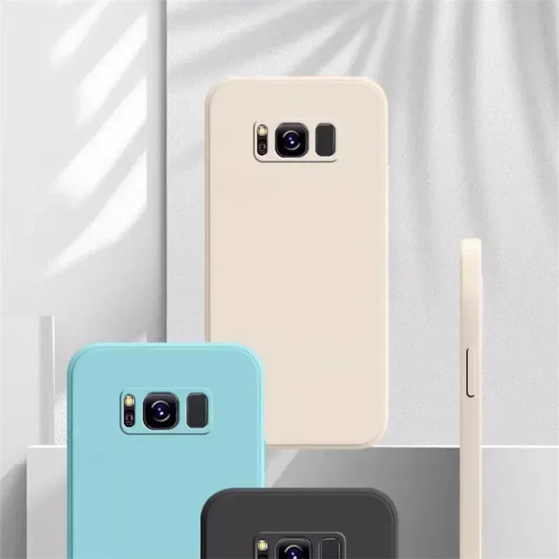 Simple Silicone Phone Case for Samsung Galaxy S8 S9 S10 S20 S21 S22 S23 S24 S25 FE Plus Camera Protective Shockproof Back Cover