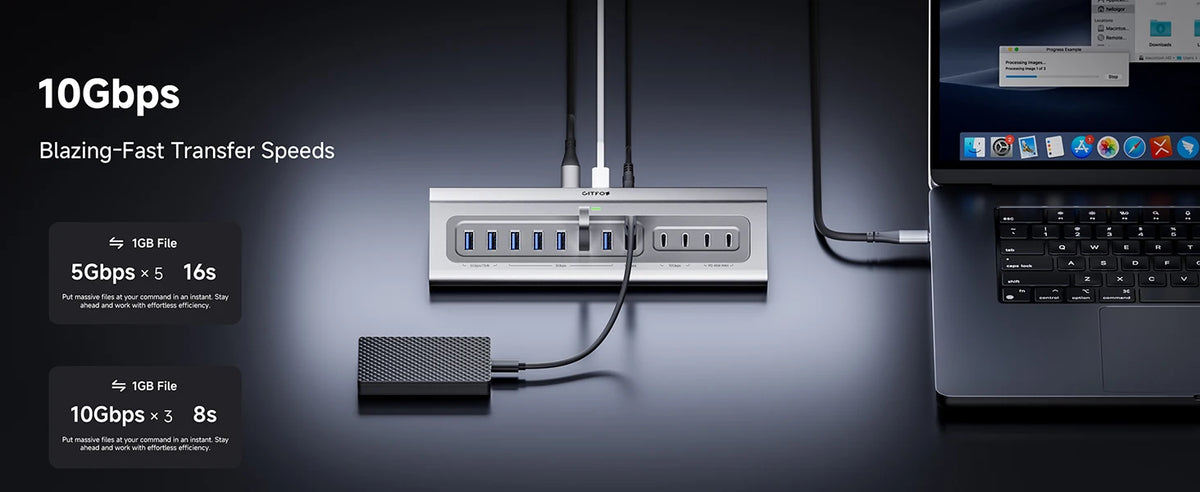 Gitfos Powered USB Hub,15 in 1 USB 3.2 Hub,10Gbps Data, 8 USB A,for PC, Laptop, Mac, Mac mini, iMac, iPad