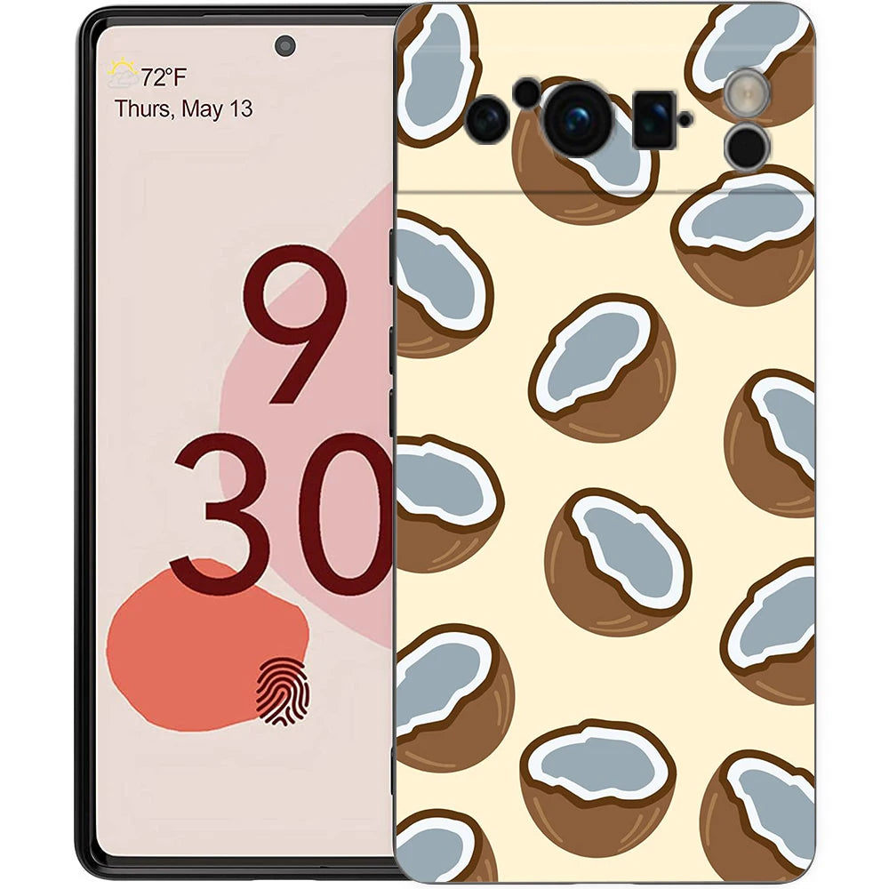 Summer Coconut Phone Case For Google Pixel 10A 10 9 8 7 6 Pro XL 9A 8A 6A 7A 5G Soft Shockproof TPU Black Cover