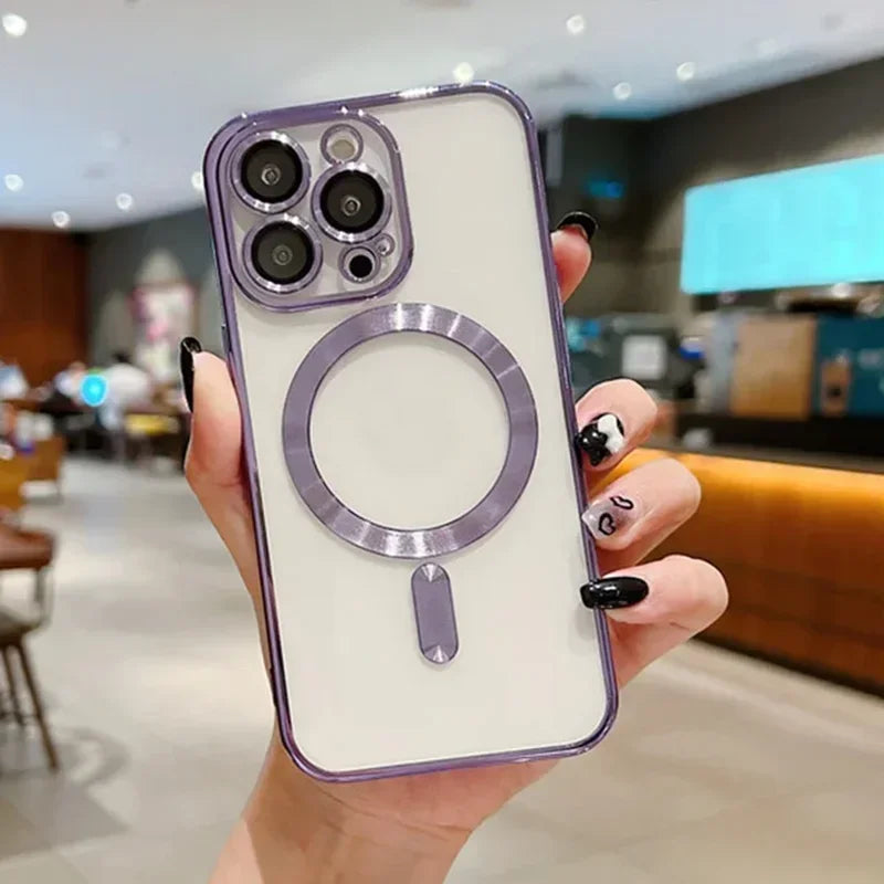Full Protection Magnetic Wireless Charge Case For Magsafe For iPhone 17 16 15 14 13 12 Pro Max Case With Camera Lens Protector