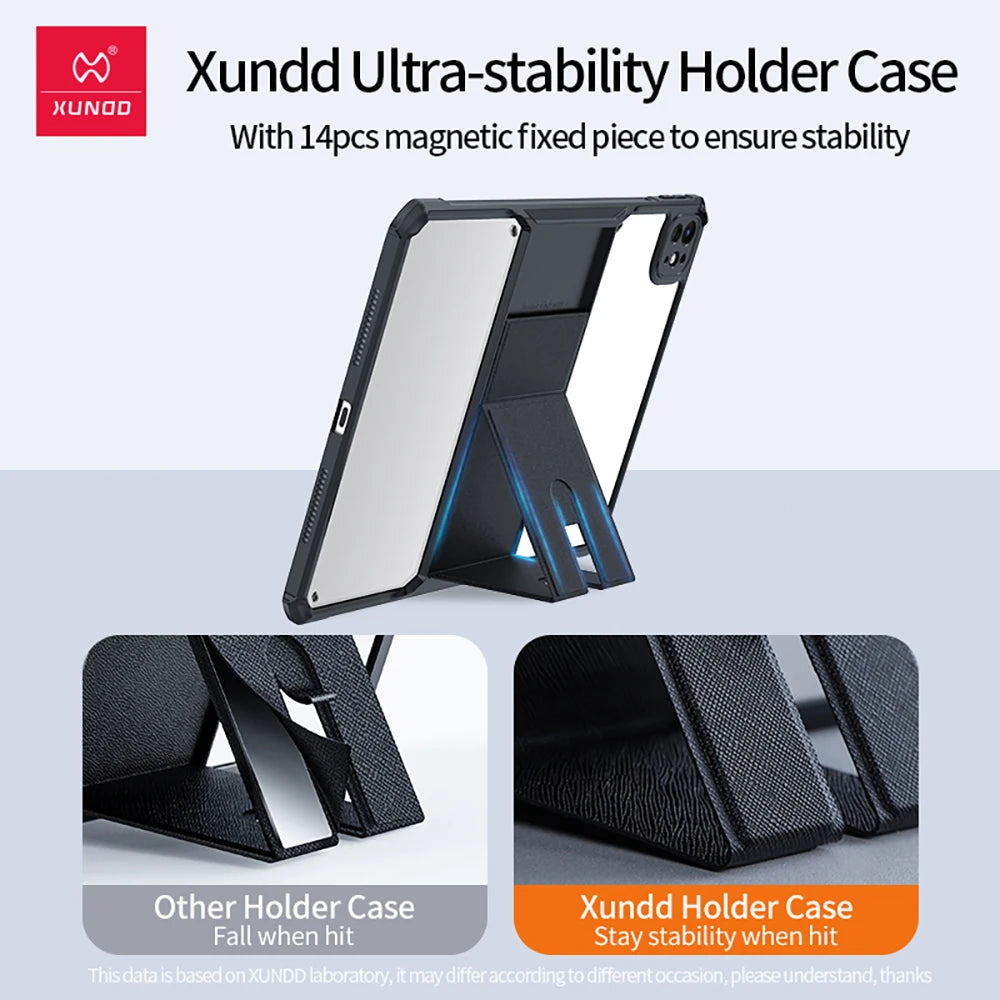 Xundd Tablet Cases For iPad Air iPad Pro 11 13 inch 2024 Shockproof Bumper Protective Case Transparent Back Cover With Holder