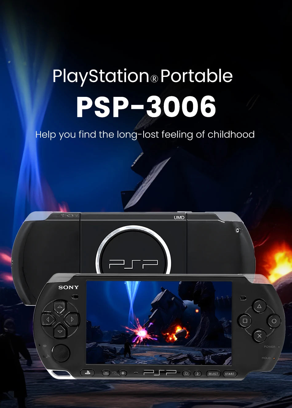 Original Sony PSP 3000 Handheld Game Console PlayStation Portable PSP-3006 Arcade Game Console Holiday Gift with Free Games