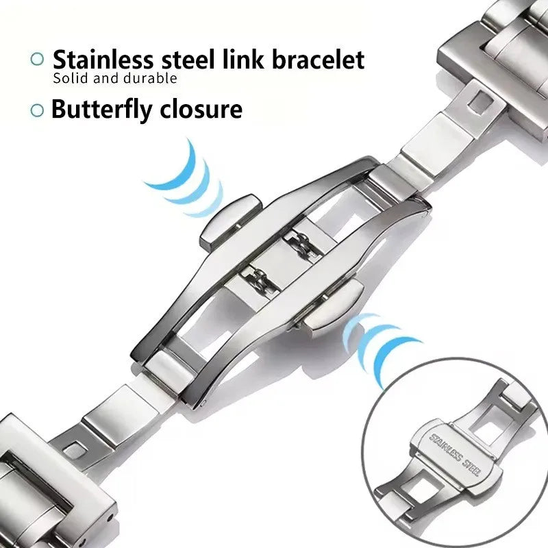 Stainless Steel Strap for Apple Watch Strap Series 10/9/8/7/6/5/4/3/SE Metal Bracelet 49mm 45mm 44mm 42mm 46mm 41mm 40mm 38mm