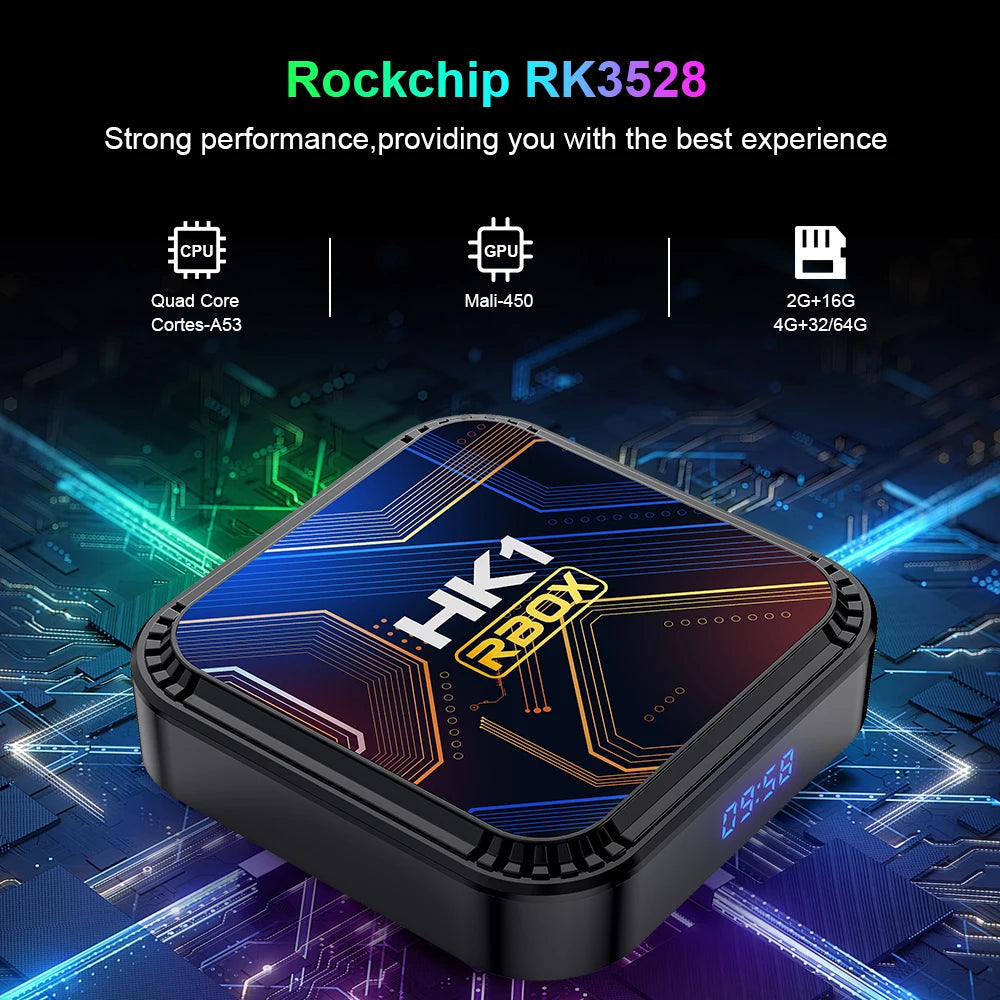 Android 13.0 RK3528 Quad Core 8K HDR 100M LAN Dual Wifi 2.4G 5G BT4.0 Game Stick Media Player Smart TV Box HK1 RBOX K8S