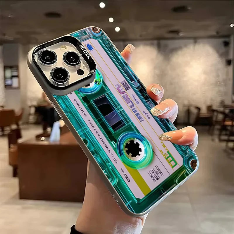 Retro Cassette Tape Electroplate Phone Case For Samsung Galaxy S26 S23 S24 S25 Ultra S22 S21 S20 Plus FE A35 A54 A55 5G Cover