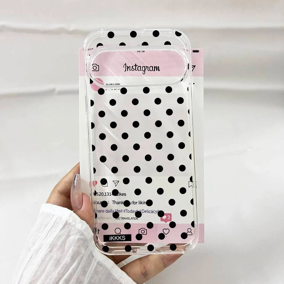 INS Korea Cute Wine Red Black Polka Dots Phone Case For Google Pixel 9 Pro XL 10 8 Pro 6 7 7A 8A 5G Clear Soft TPU Cover Fundas