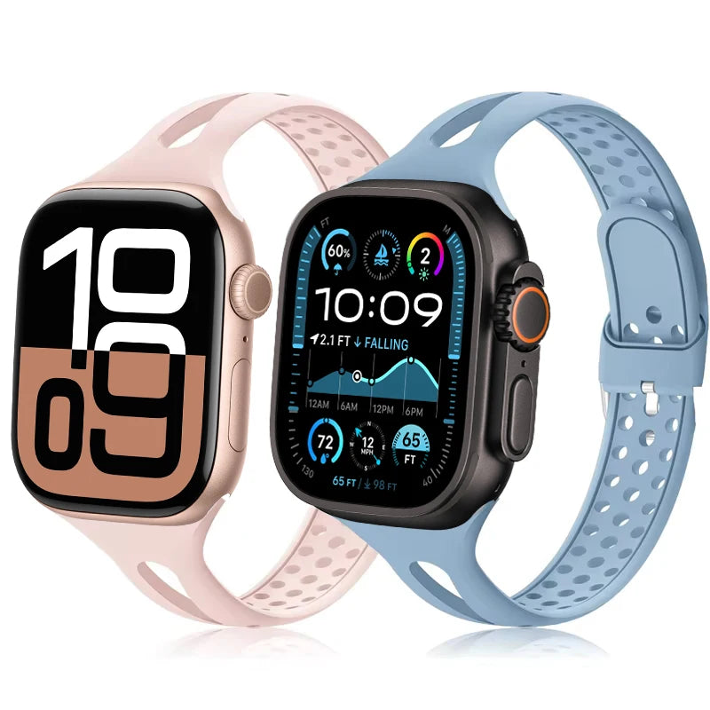 Slim Strap for Apple Watch Band 40mm 46mm 44mm 41mm 45mm 49mm Silicone Watchband Correas Bracelet iWatch 10 11 12 Ultra 3 4 Band