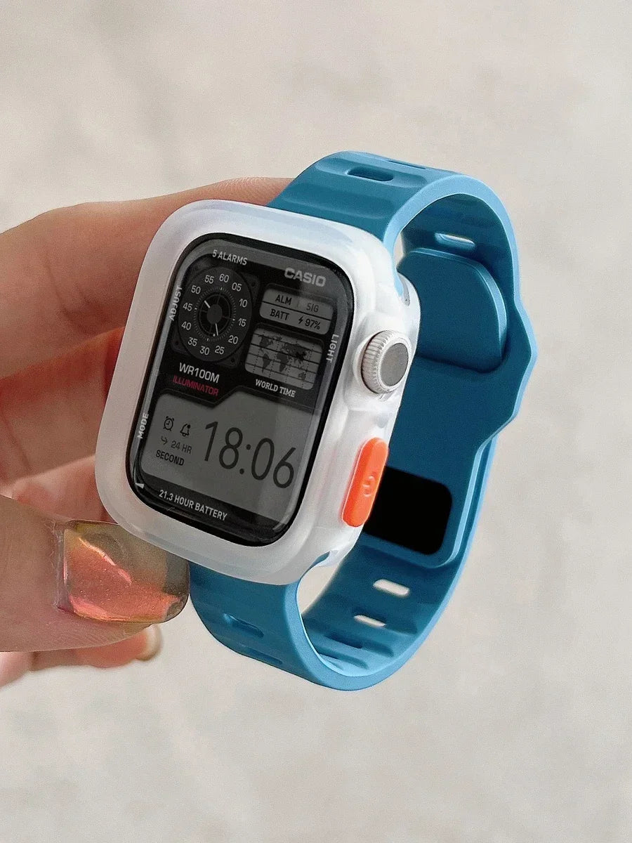 Silicone Case+Strap for Apple Watch Ultra3 49mm Series 11/10 42mm 38 44mm 40mm 45mm 41mm Bracelet Cover for iWatch Series 8 9 7
