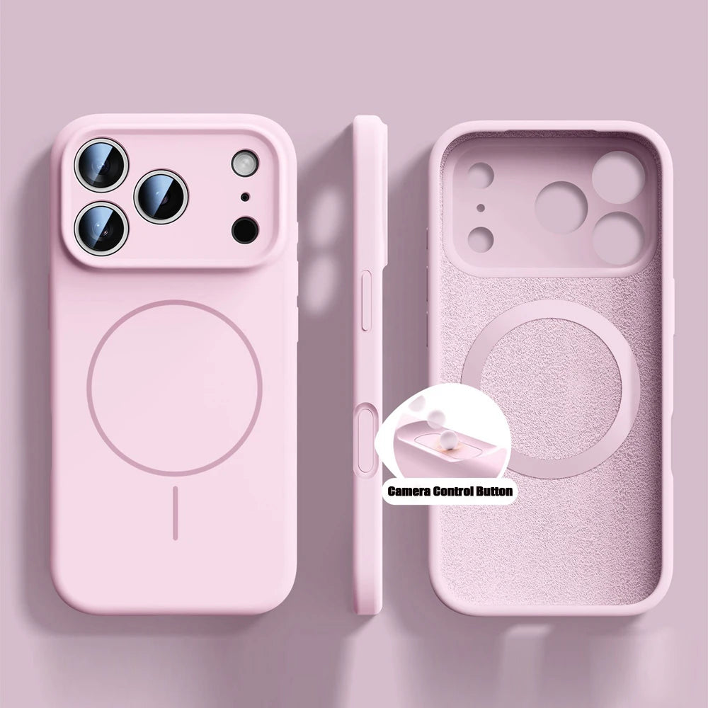 Orange Liquid Silicone for Magsafe Case for iPhone 17 Pro Max 17 Air Soft Magnetic Charing Cover for iPhone 13 14 15 16 Pro Max