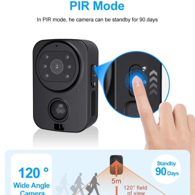 PD01 Waterproof Mini Camera Motorcycle and Bike Recorder Sport DV NO-APP Pocket PIR Small Police Security Wearable Body Worn Cam