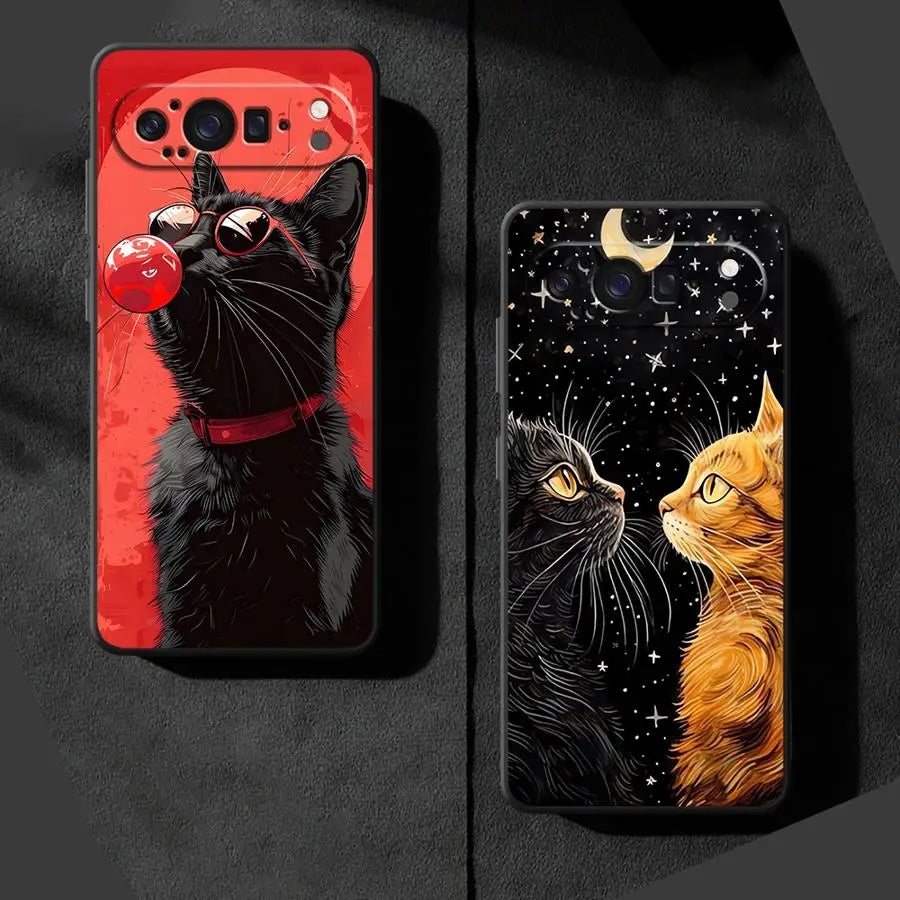 Starry Sky Cat Funda Phone Cover Case for Google Pixel 6a 6 7 8 Pro 10 9 Pro XL 7a 8a 9a