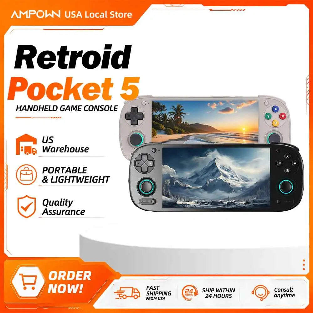Retroid Pocket 5 SD865 Gaming Handheld 1080P OLED Screen Active Cooling System 5000mAh WiFi 6 Android 13 Portable Video Game Console