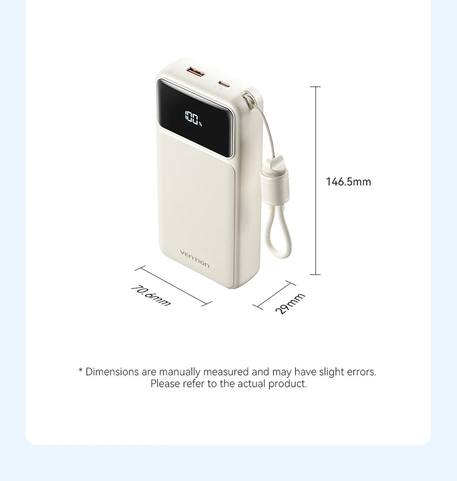 Vention CCC 20000mAh 22.5W Power Bank Portable Fast Charger for Xiaomi iPhone Samsung Spare Battery 3C Certified Powerbank
