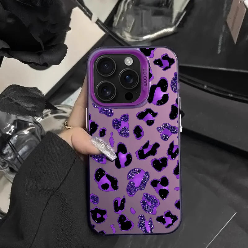 Shining Purple Leopard Print Phone Case For Samsung Galaxy S26 S25 Ultra S24 Plus S23 FE S22 S21 S20 A16 A54 A53 A34 A55 Cover