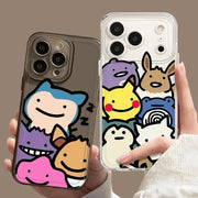 Fashion Kawaii Graffiti P-Pokemon Phone Case For iPhone 17 16 15 14 13 12 11 Pro Max XR XS MAX 78PLUS MINI Y2K Transparent Cov