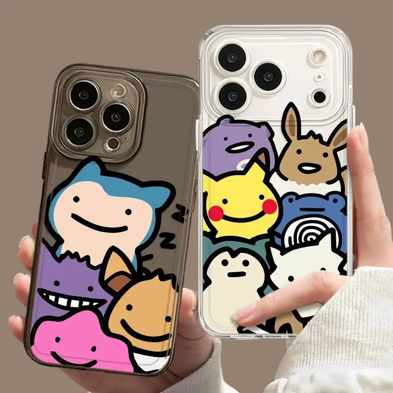 Fashion Kawaii Graffiti P-Pokemon Phone Case For iPhone 17 16 15 14 13 12 11 Pro Max XR XS MAX 78PLUS MINI Y2K Transparent Cov