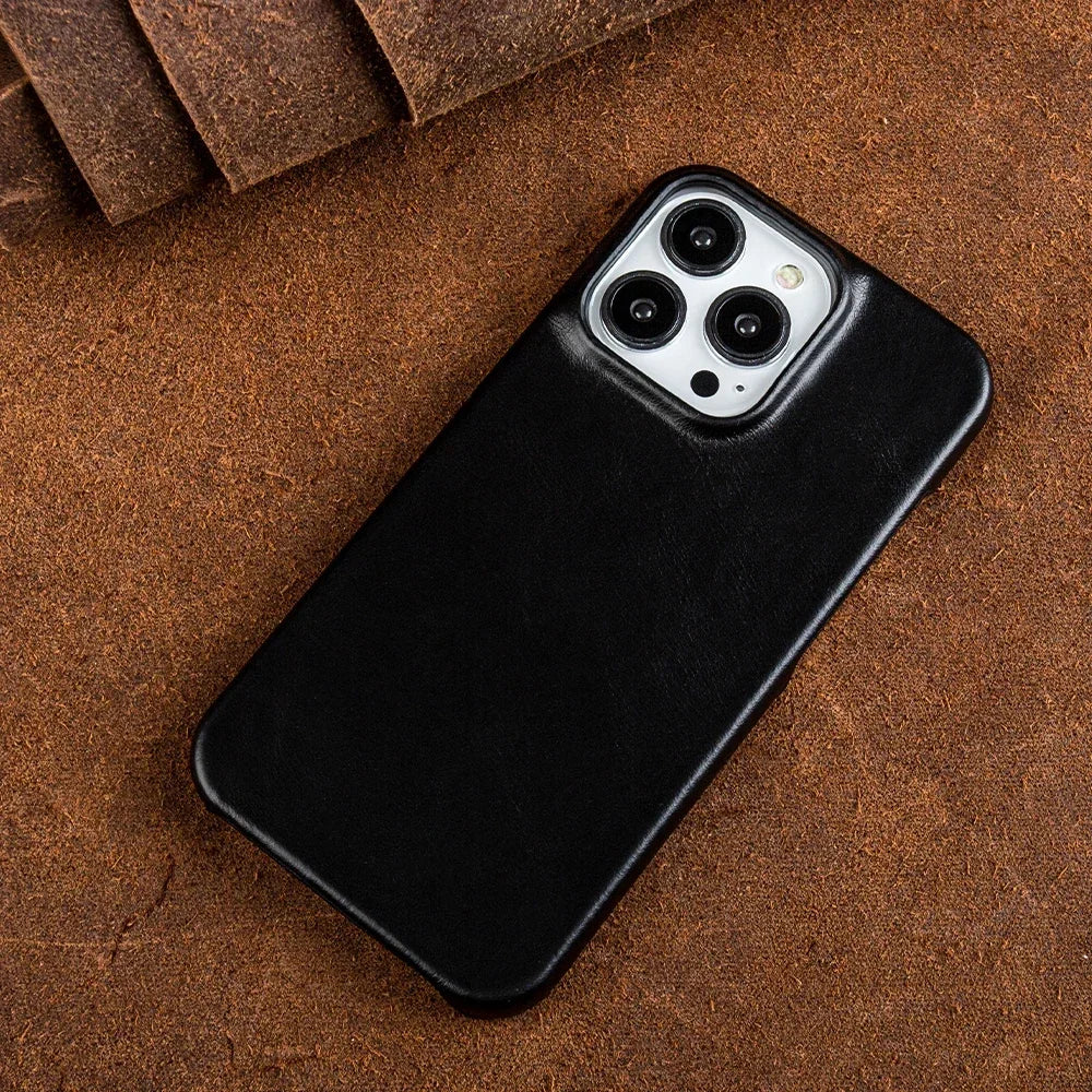 Oil Wax Luxury Genuine Leather Cover Case For Iphone 14 13 12 15 Pro Max 11 Case For Iphon Aesthetic Vintage Retro With 8 Colour