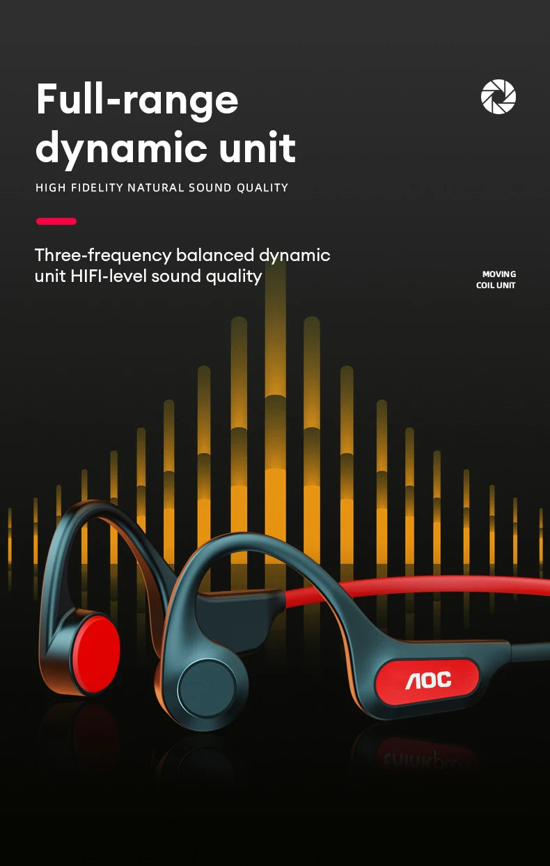 AOC ACN4521 Bone Conduction Wireless Headphone Ear Hook Cycling Sports OWS Earphones Waterproof Low Latency Bluetooth Headset
