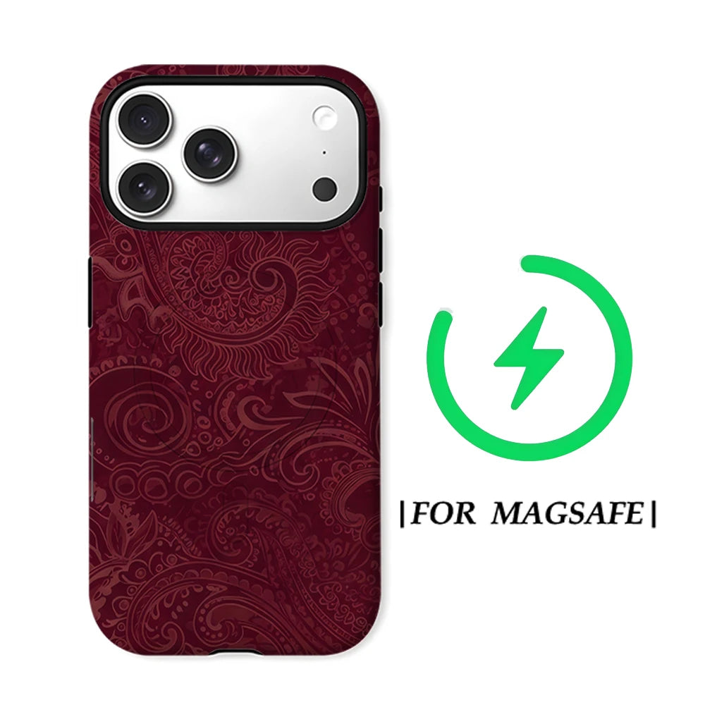 CaseLumi Matte Bumper for Magsafe Case for IPhone 17 16 15 14 Plus 13 Pro Max Shockproof Hard PC Burgundy Hearts Cover