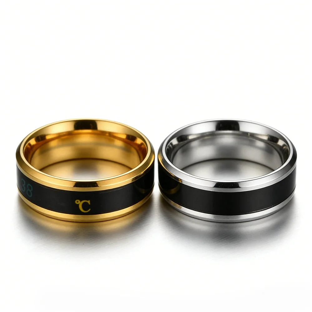 Smart Stainless Steel Multifunctional Ring for Couple Mood Feeling Intelligent Temperature Sensitive Rings Waterproof Jewelry