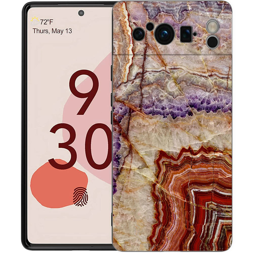 Marble Stone Phone Case For Google Pixel 10A 10 9 8 7 6 Pro XL 9A 8A 6A 7A 5G Soft Shockproof TPU Black Cover