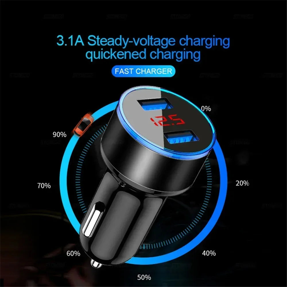 4 in 1 Retractable Car Charger Fast Charging Car Charger  with USB Type-C Cable & 2 Type C Charging Ports, Universal Car Charger