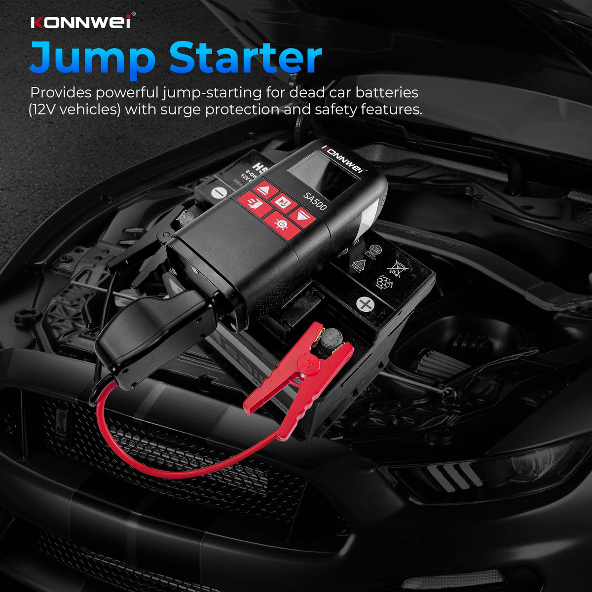 KONNWEI SA500 Car Jump Starter with Air Compressor 12V Portable Battery Booster Tire Inflator Power Bank Vehicle Emergency Start