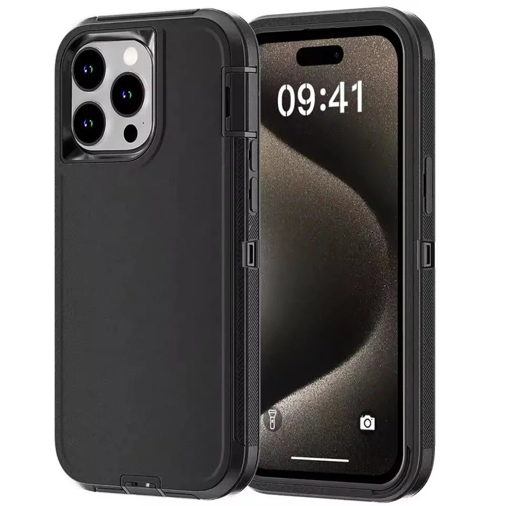 3in1 Defend Phone Case For iPhone 16 17 16E 15 14 Plus 13 12 11 Pro Max Mini Original Heavy Duty Shockproof Hybrid Armor Cover
