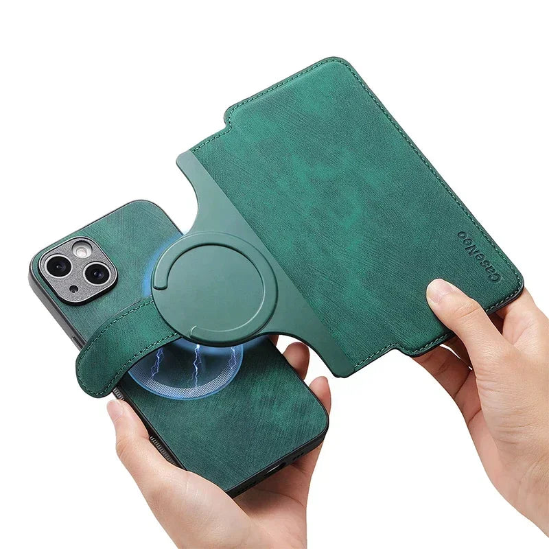 Card Wallet Magnetic 2 In 1 Detachable Flip Card Slots Leather Case For Magsafe iPhone 17 16 15 14 13 12 Pro Max Plus 17Air 16E