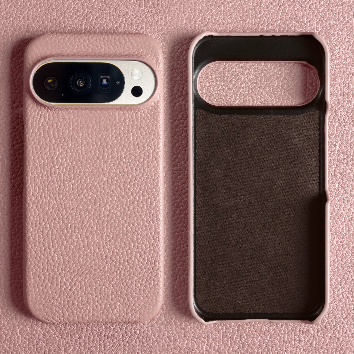 Luxury Lychee Grain Genuine Leather Back Cover Case For Google Pixel 10 Pro XL 9 8 7 6 5 5A 6A 7A 8A 9A Phone Cases Coque Funda