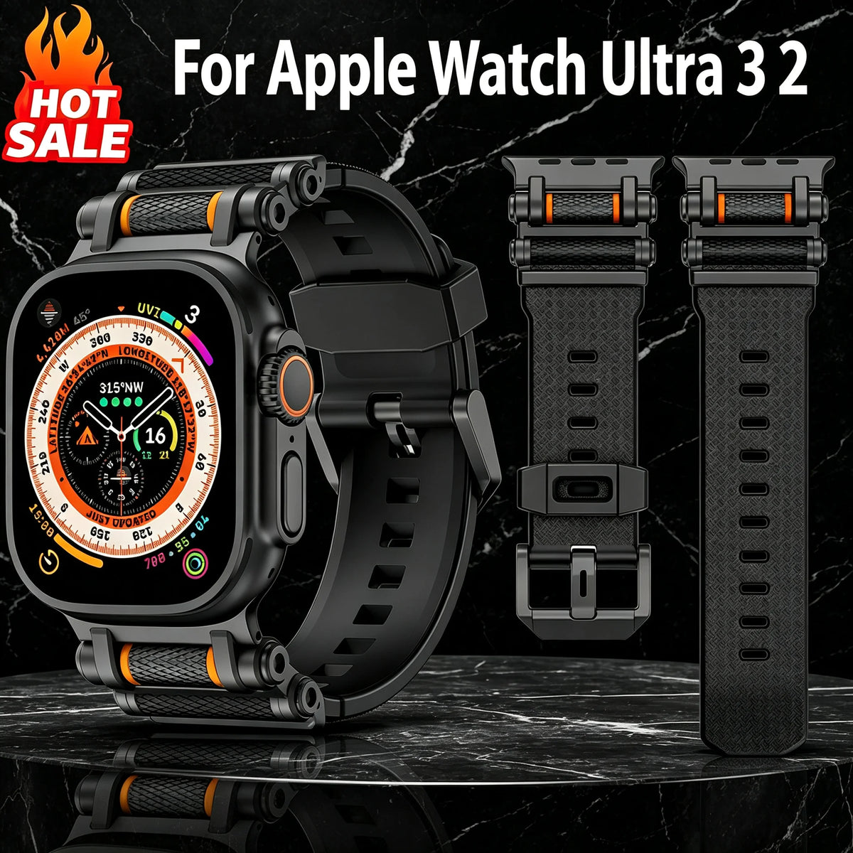 Rugged Metal+Rubber Strap For Apple Watch Ultra 3 2 Bands 49mm Correa Bracelet iWatch Ultra 3 2 Series 49mm Band Accessories
