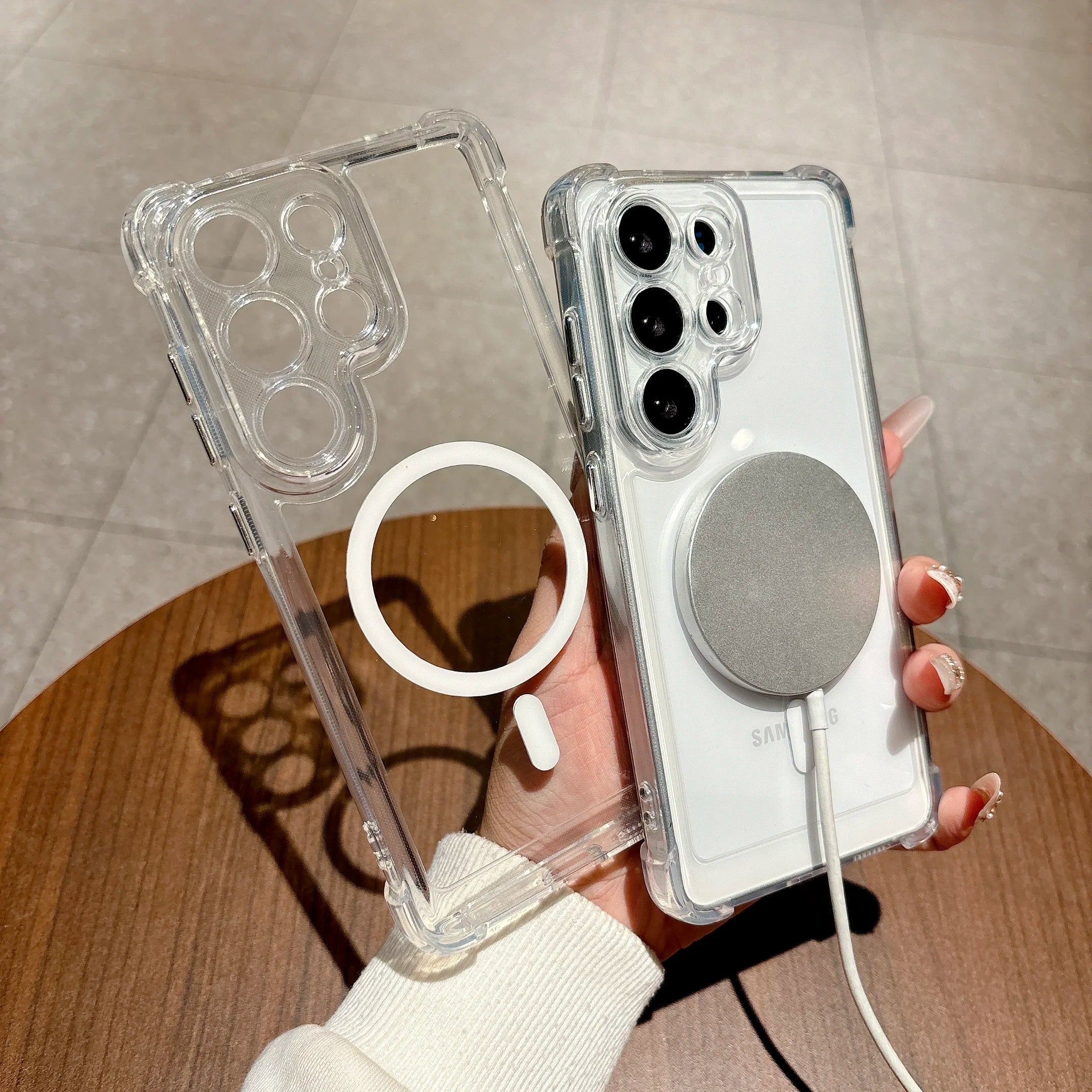 For Magsafe Magnetic Shockproof Case for Samsung Galaxy S26 S25 S24 S23 S21 FE S22 Note 20 Ultra 10 Plus Transparent Back Cover