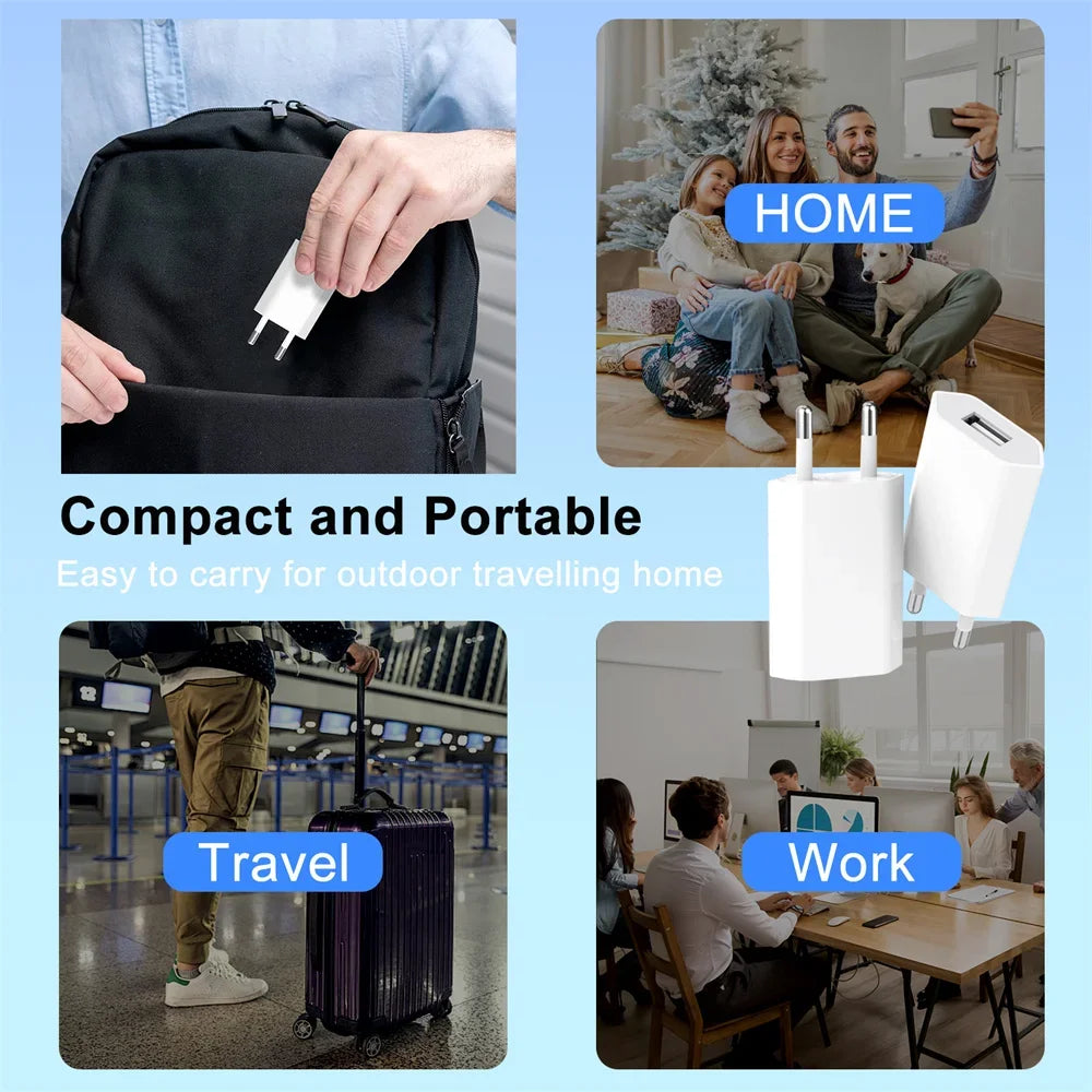 5V 1A USB Charger Fast Charging Mobile Phone Travel Wall Charger For iPhone Samsung Xiaomi Huawei Portable QC3.0 EU Plug Charger