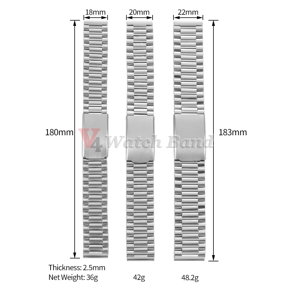 Universal Metal Watchstrap 18mm 20mm 22mm Business Wrist Strap for Smartwatch Stainless Steel Band Men Women Watch Accessoriess