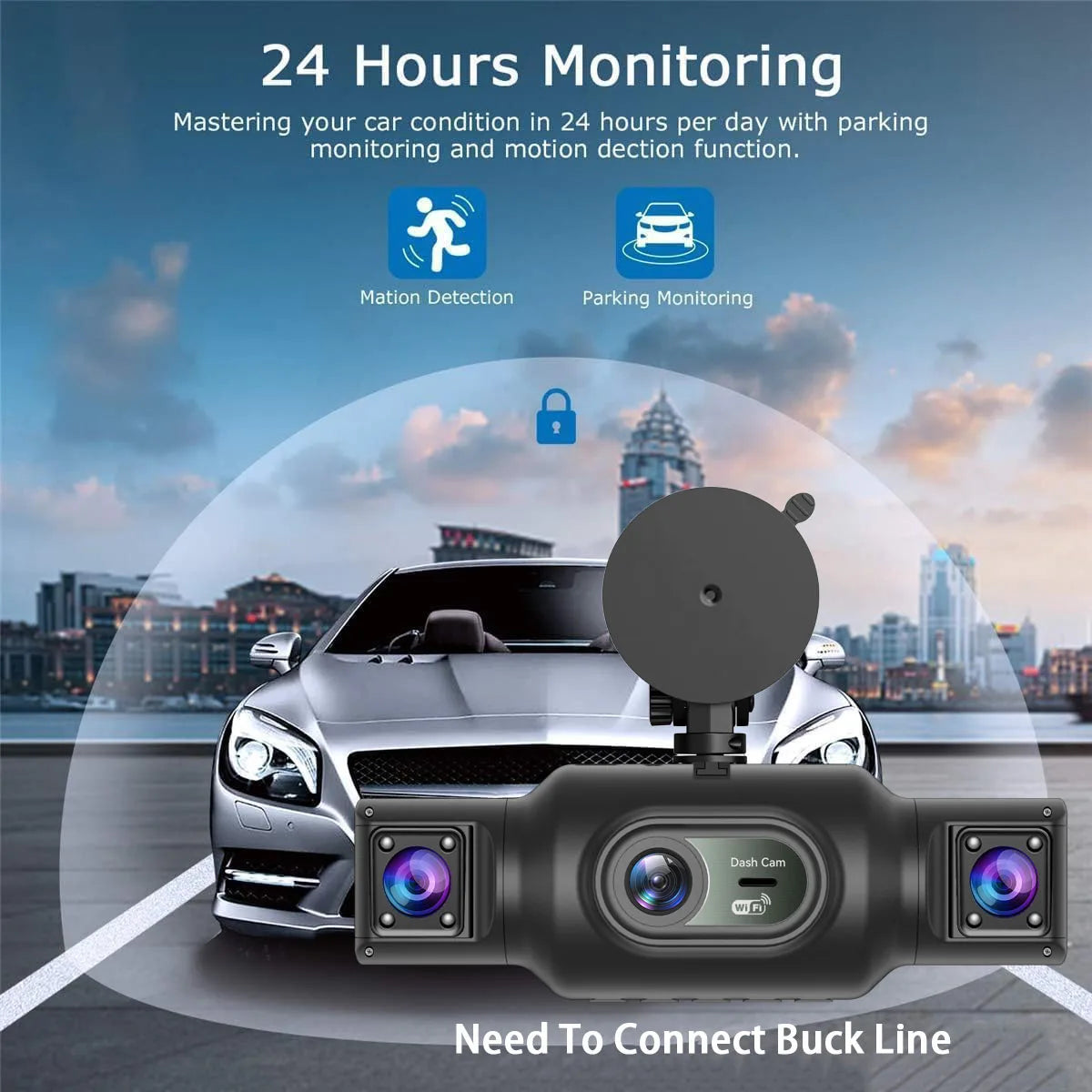 4Ch WiFi Dashcam car camera Black Box Driving DVR FHD 1080P Front Left Right Rear Night Vision Loop Recording Black Box