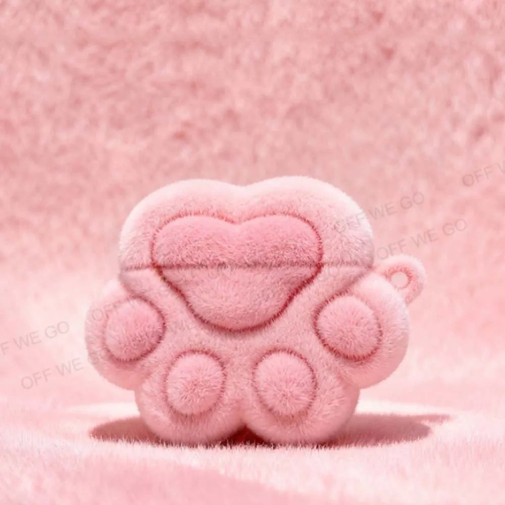 Pink Cat Paw Plush For AirPods Case Cute Furry Soft Protective Cover for AirPods Pro 2 Pro 3 AirPods 4 Kawaii Earbuds Case