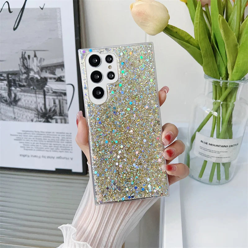 Shining Sequins Cases For Samsung Galaxy S25 S24 S23 S22 S21 S20 FE Plus Note 20 Ultra A13 A33 A53 A73 A22 A32 A42 A52 A72 Cover