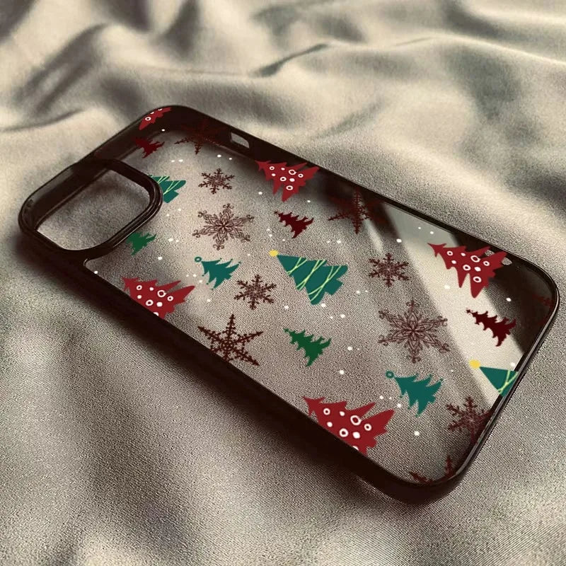 Christmas Tree Snowman Phone Case For iPhone 16 15 Pro Max 14 13 12 11 XR X XS Max 7 8 Plus SE 2020 Shockproof Clear Phone Cover