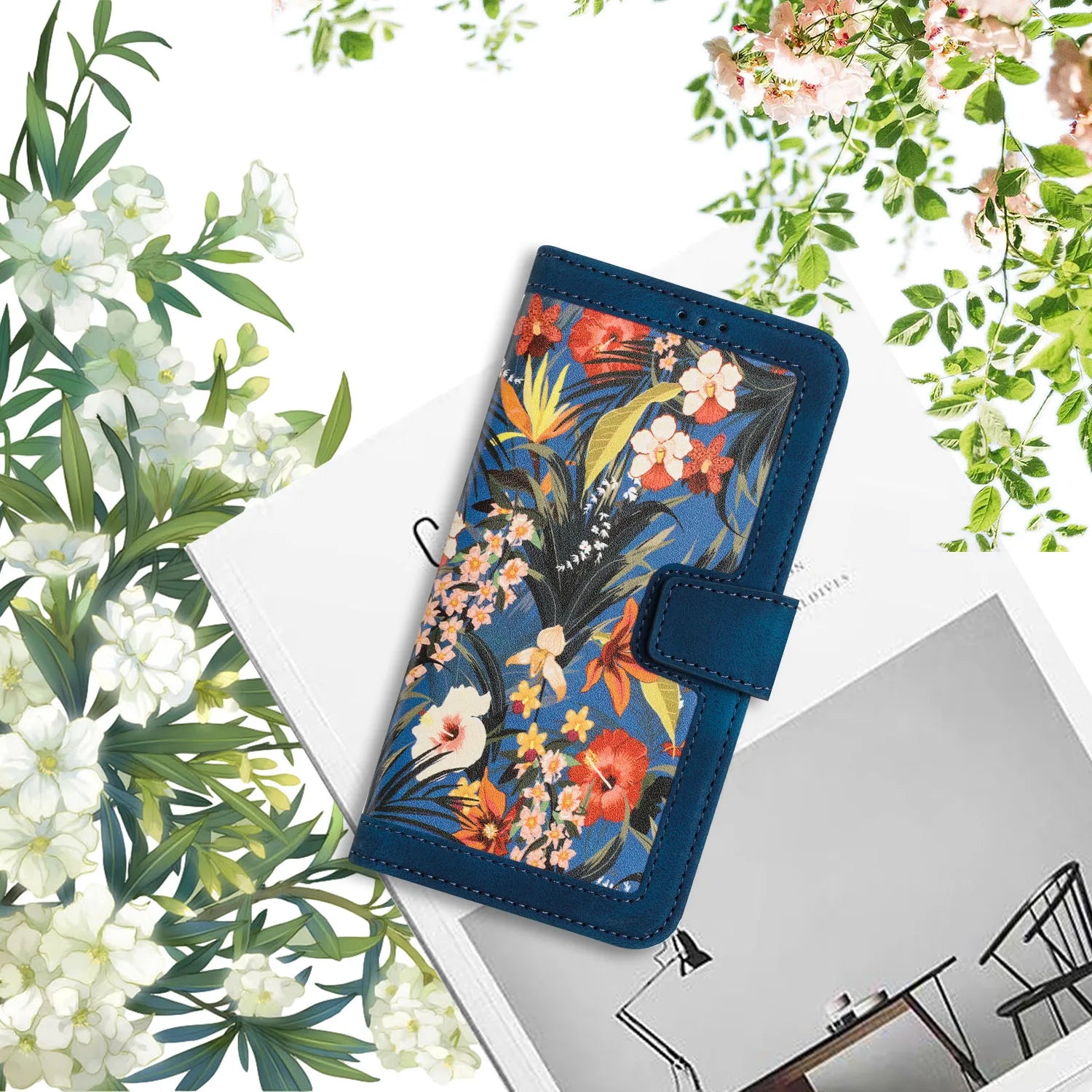 Painting Art Flower Leather Phone Wallet Case Book For Samsung Galaxy S25 S24 S23 S22 S21 S20 FE A06 A16 A26 A36 A56 Flip Cover