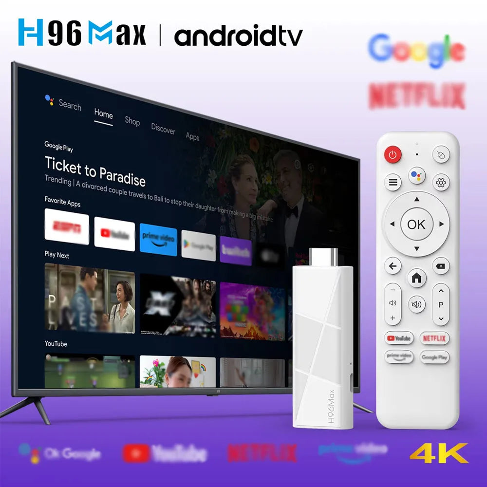 2026 H96 MAX RK3518 Android14 Media Box Smart Mini TV Stick 4K TV Box Wifi6 BT5.4 HD Quad-Core Google Voice TV Stick 2GB 16GB