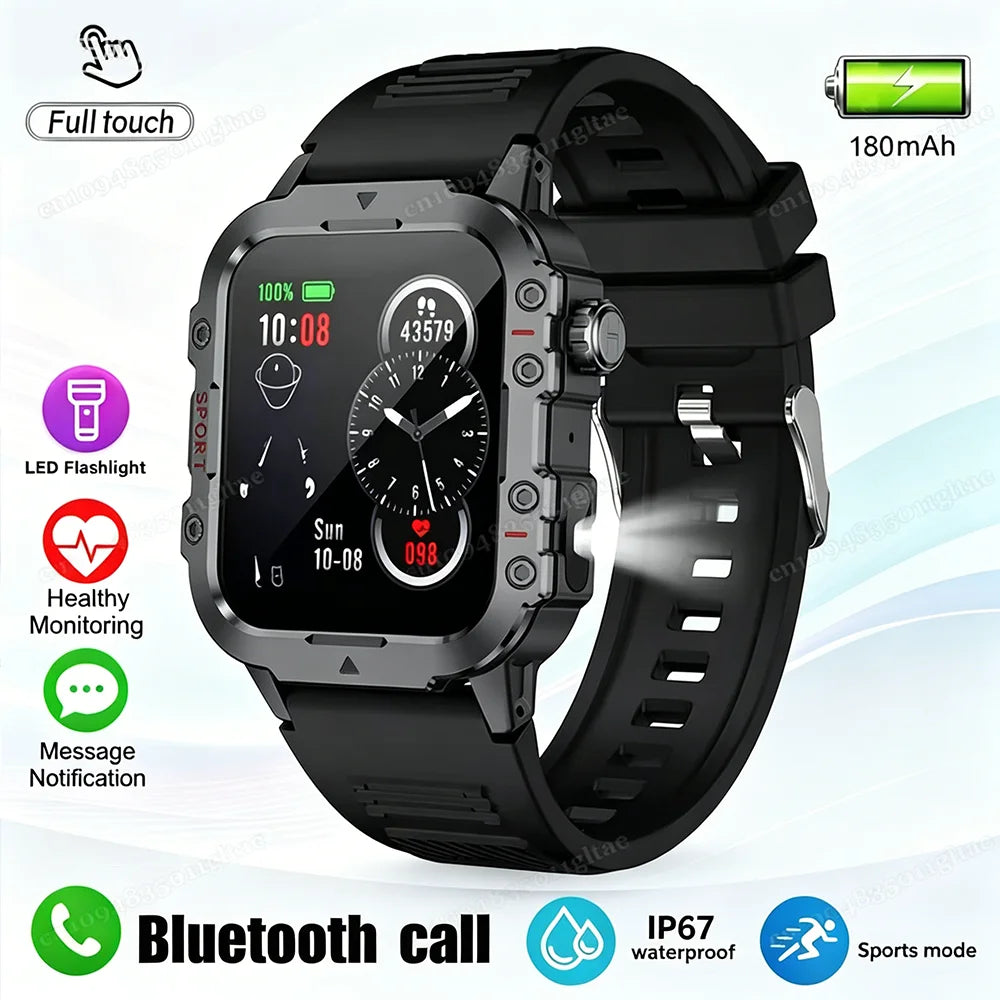 2026 New Military-grade Smart Watch Men GPS Flashlight 3ATM Waterproof Watch Bluetooth Call 100+Sport Outdoor Smartwatch Pk Hw12