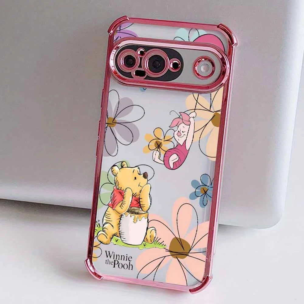 Winnie the Pooh Anime Phone Case For Google Pixel 10A 9A 9 8A 8 7A 7 Pro XL Plating Drop-proof Transparent Soft Cover